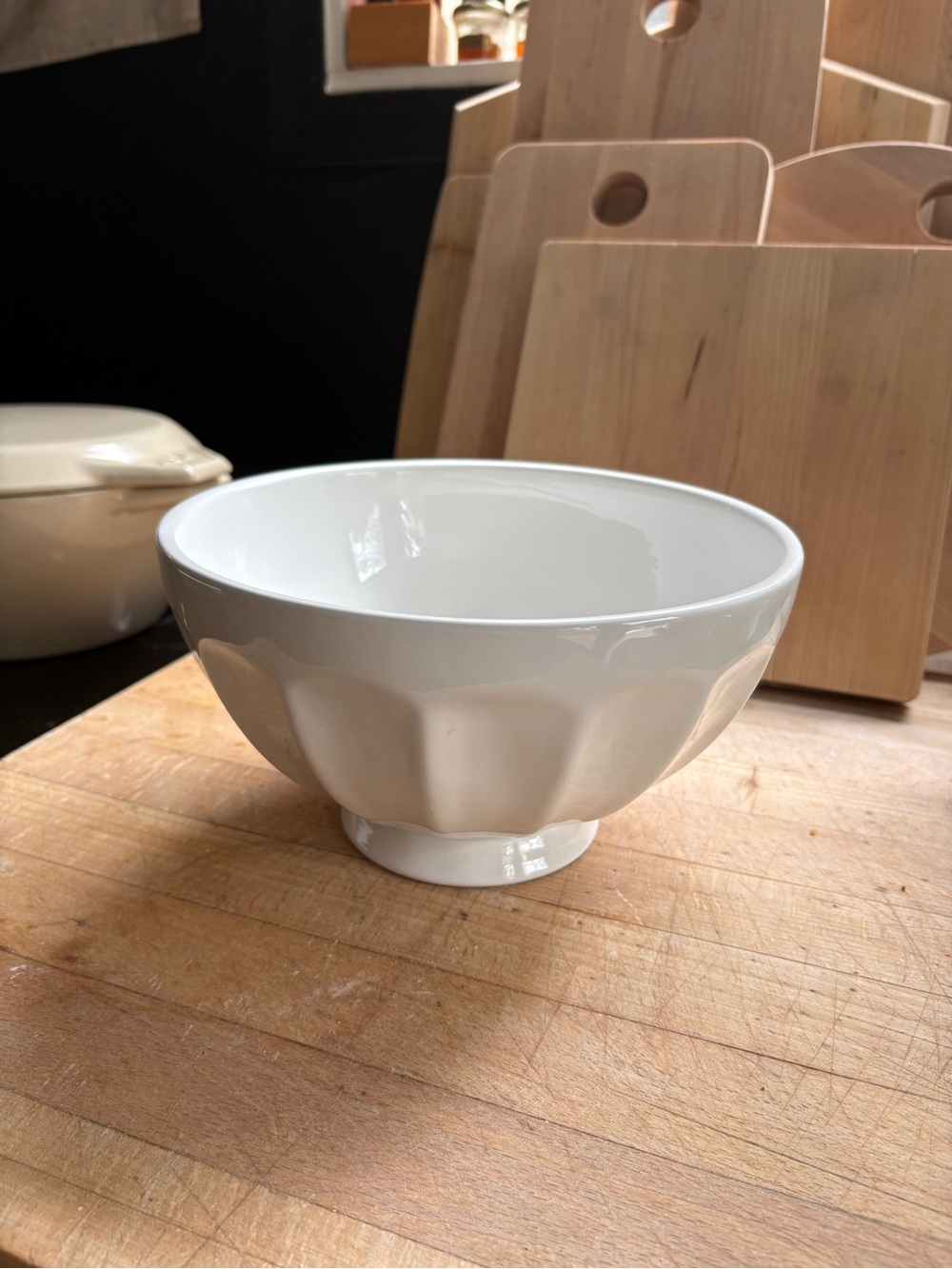 GUC Vintage Feel French Cafe au Lait Large White Ceramic Serving Bowl